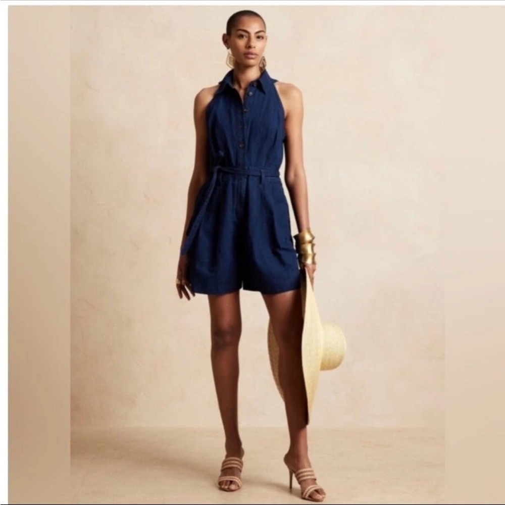 Banana Republic Dark Blue Sleeveless Romper